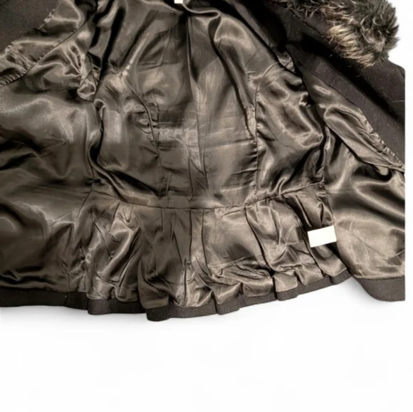 Cache Black Teddy Jacket Faux Fur Collar Y2K Cozy Glam Winter Coat - Picture 6 of 7